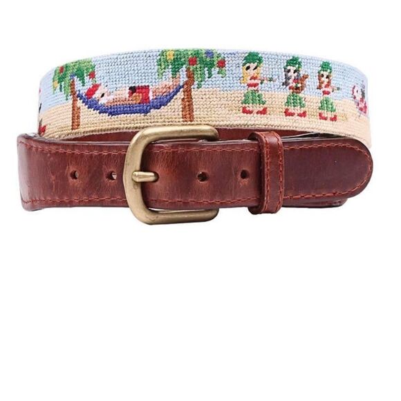 Tropical Christmas Needlepoint Belt by Smathers & Branson - NWT - Size 32